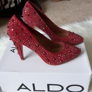 Suede Studded Rhinestone Heels!
